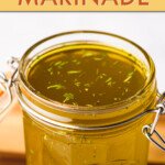 Turkey Marinade liquid in a jar