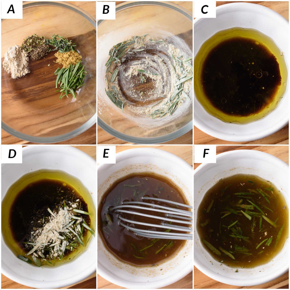 image collage showing the steps for making turkey marinade