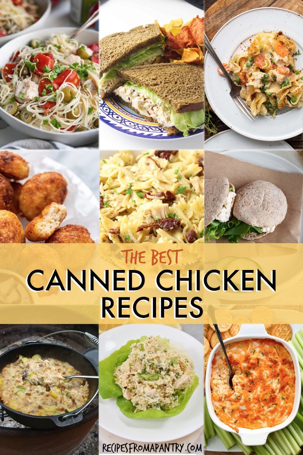 image collage showing different canned chicken recipes