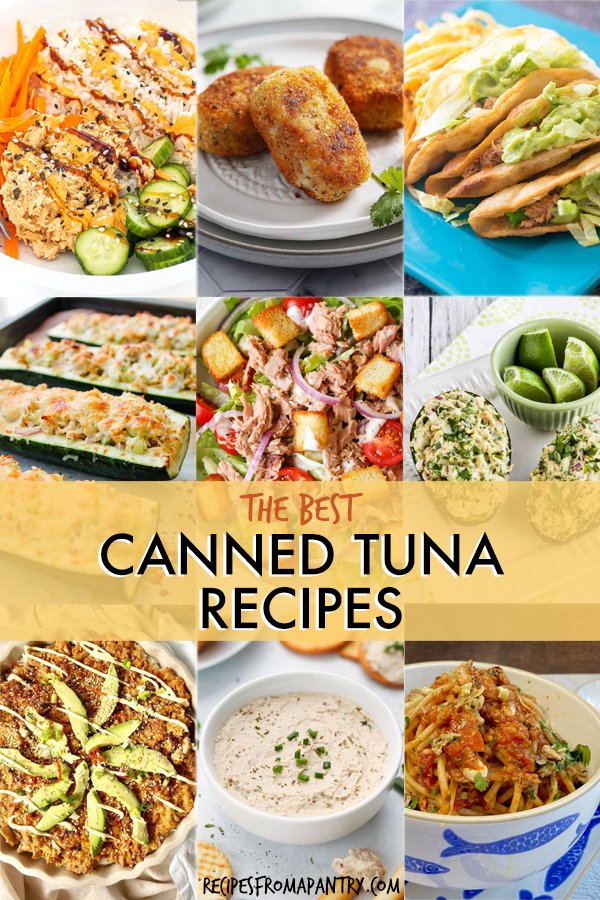 A collage of images of dishes made with canned tuna