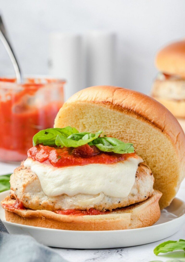 one chicken parmesan burger ready to serve